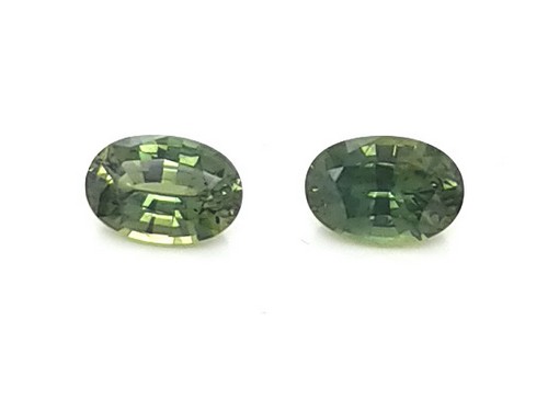 1.27 ct Green Oval Sapphire Pair