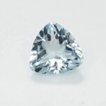 Aquamarine, tri cut 1.43 carats on a white background