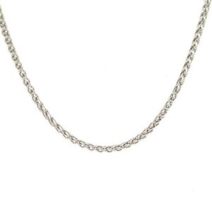 A Fourteen Carrot White Gold Wheat Chain