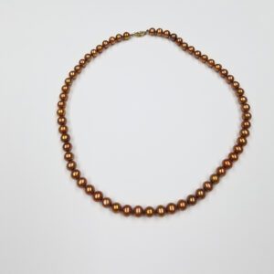 Cultured freshwater pearl strand necklace in brown color