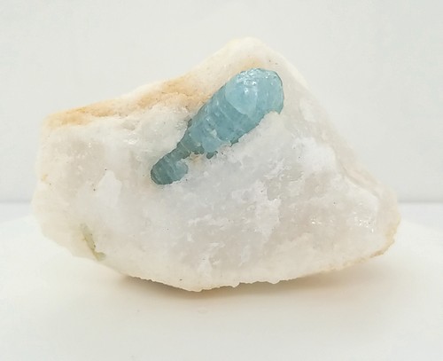 Aquamarine in matrix white-colored gem stone