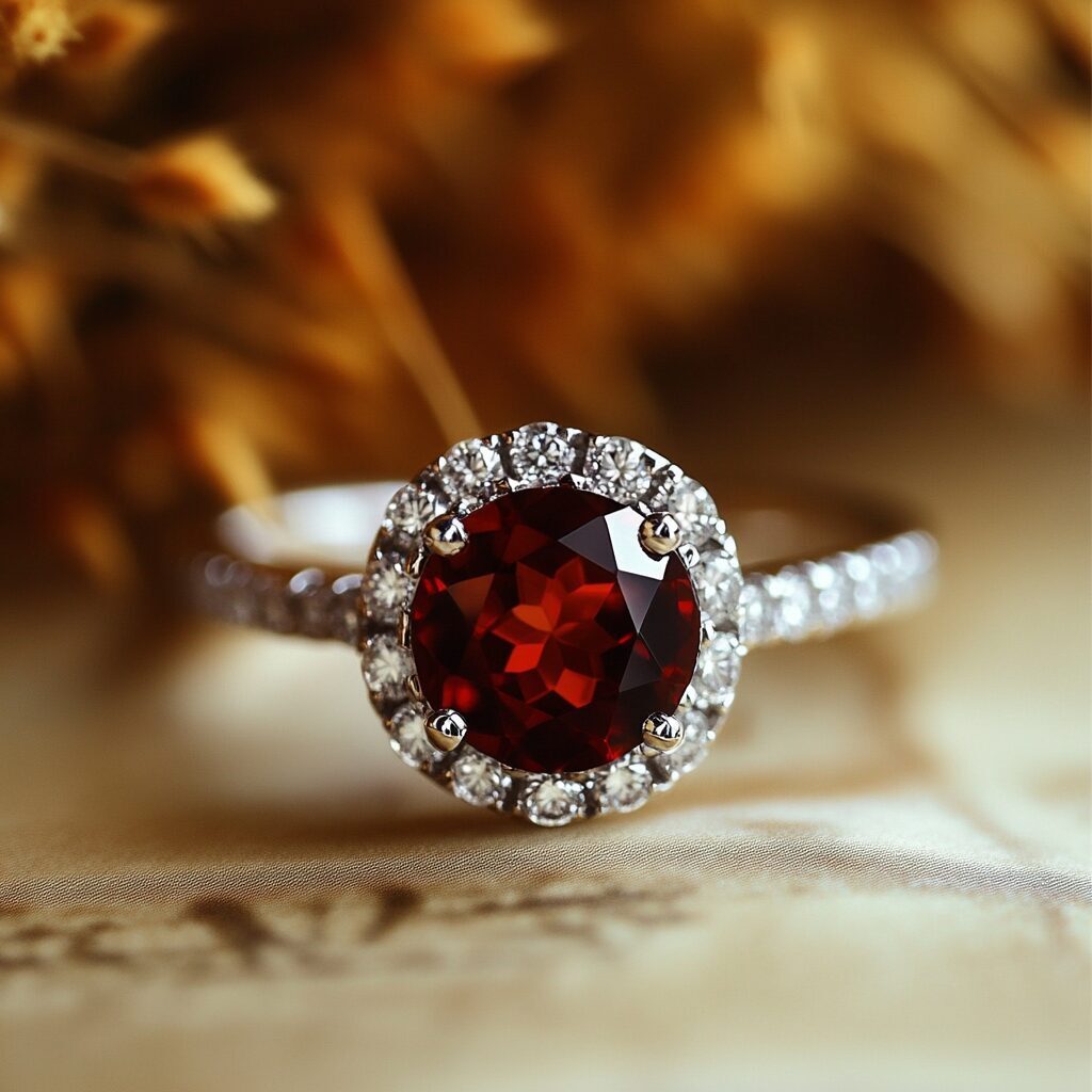 Garnet Diamond Engagement Ring Garnet Diamond Engagement Ring