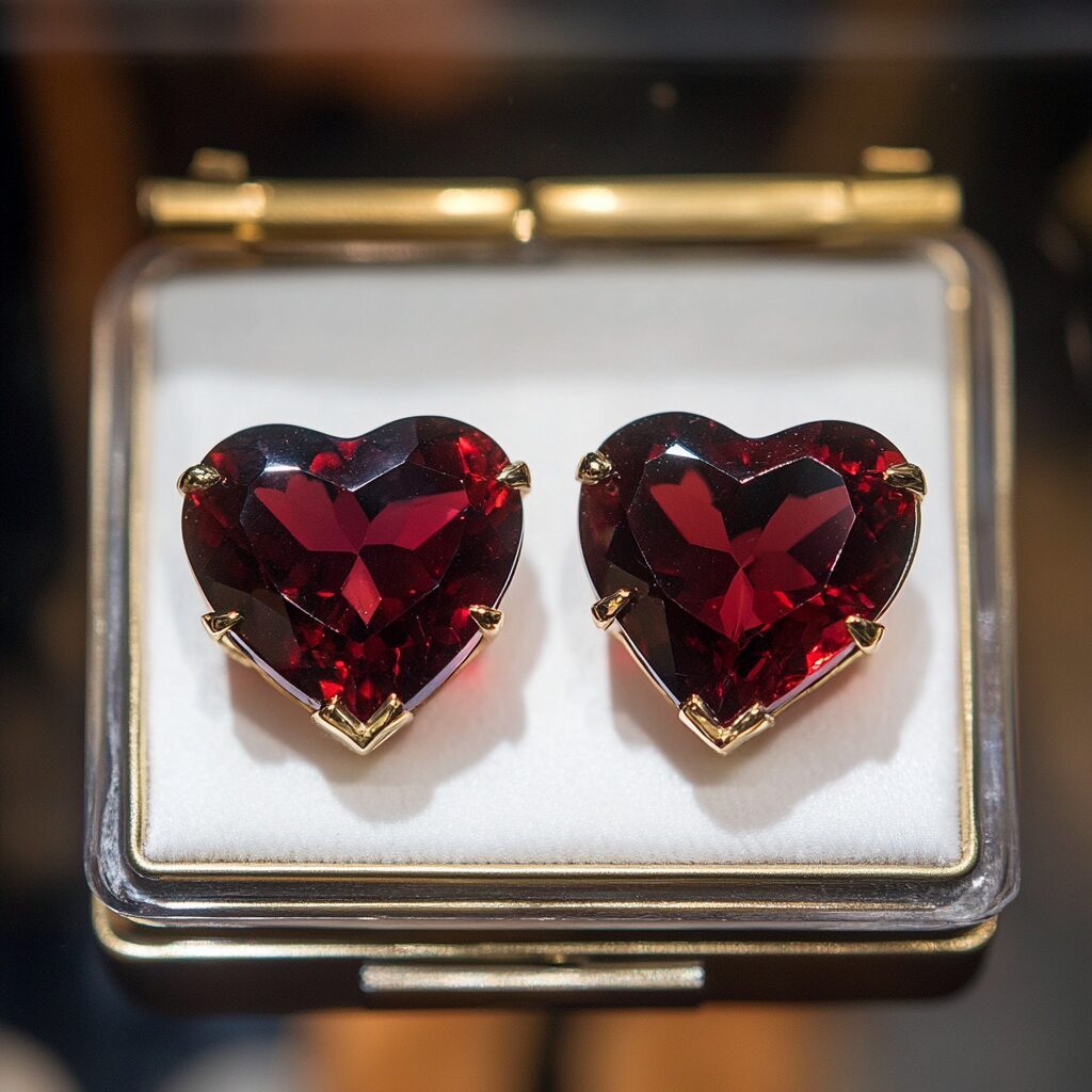 Heart Shaped Garnet Earrings Heart Shaped Garnet Earrings