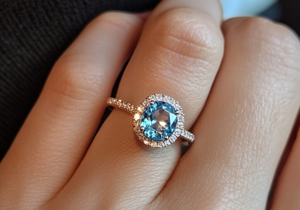 Blue topaz engagement ring