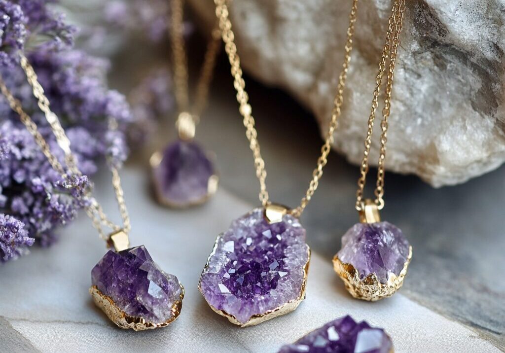 raw amethyst gemstone necklace